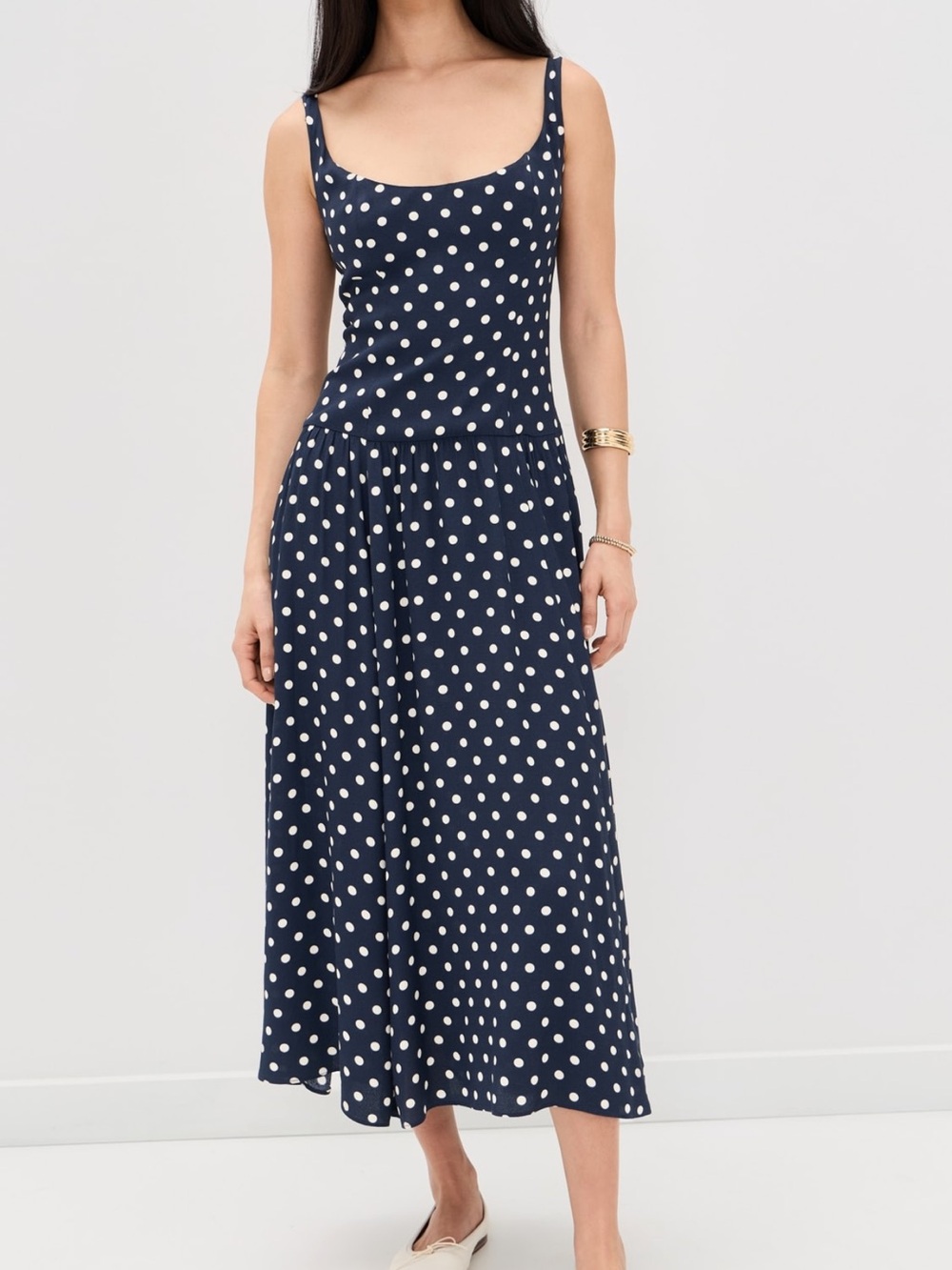 ✨NEW✨Reformation Bellarosa Polka Dot Midi Dress in Orion Dot Blue White